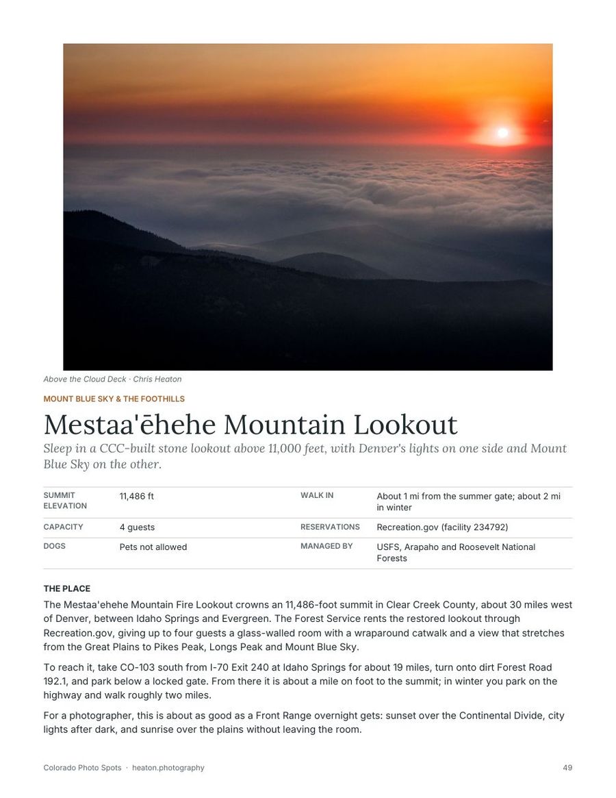 Field guide page: Mestaa'ēhehe Mountain Lookout