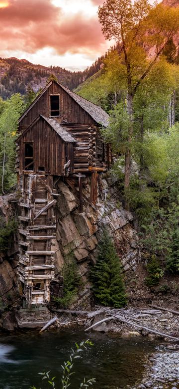 Fire Over the Crystal Mill as a phone wallpaper